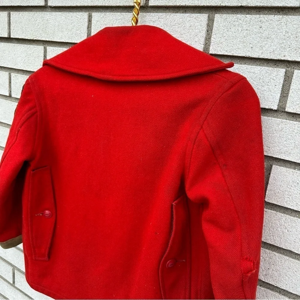 Vintage Woolrich Red Wool Boy Scouts Jacket Sz 10 Smokey Bear Patch Broken Zip